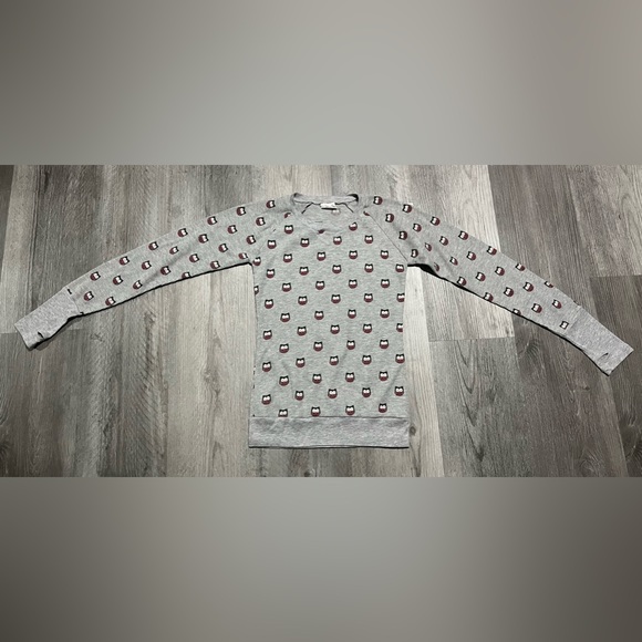 Essentials by Full Tilt Gray Thermal Raglan Long Sleeve Shirt w Owls Youth Large - Picture 1 of 7